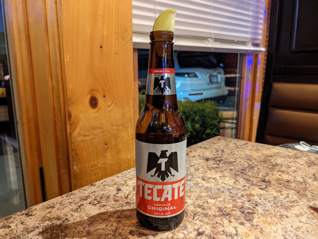 A bottle of Tecate Original