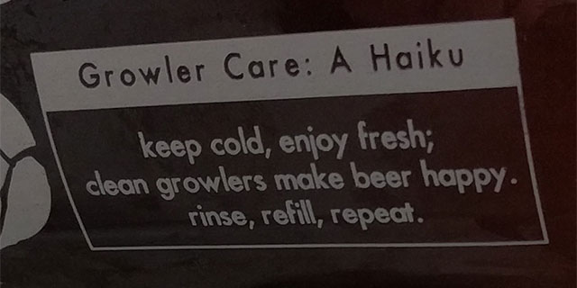 Norway Brewing Growler haiku