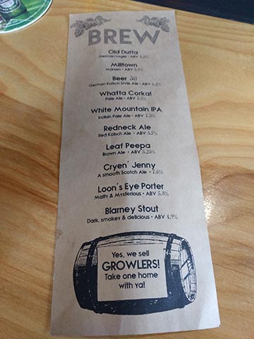 White Mountain Brewing Company beer list